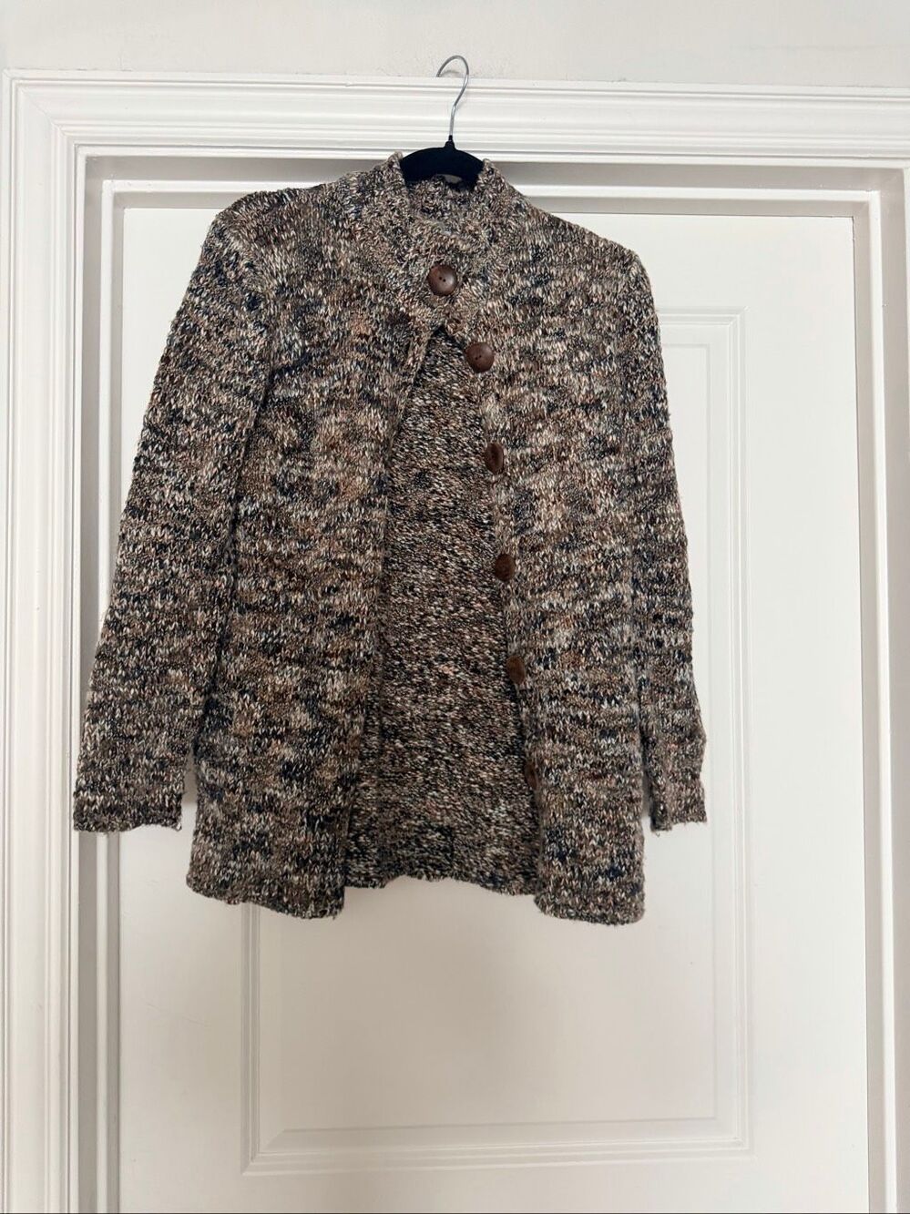 WindRiver Brown Acrylic Knit Cardigan Sweater Textured Button Front Size M